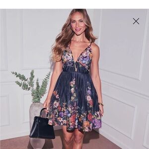 Vici Black Floral Mini Dress